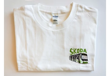 Skoda villamos grafikával ellátott felnőtt uniszex rövid ujjú póló, L, XL, 2XL méretben